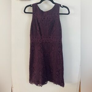 LOFT Deep Purple Lace Midi Dress